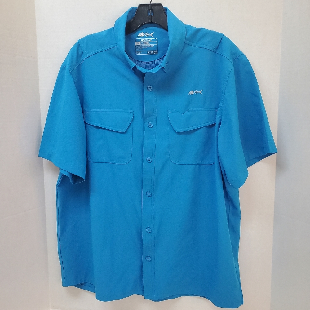 Silver Bait Bright Blue Men's Vented Fishing Outdoor Shirt Sz M